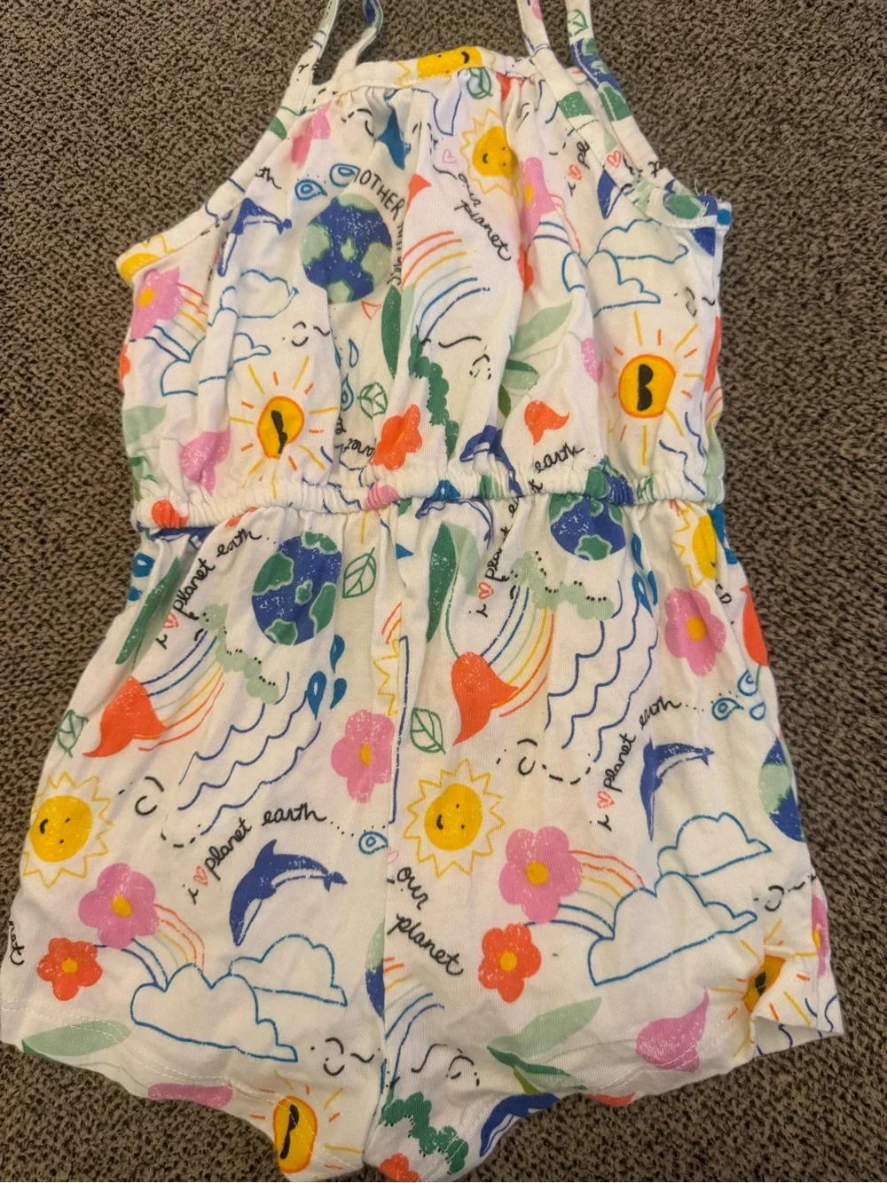 Old Navy White Multicolor Nature & Rainbow Print Dress